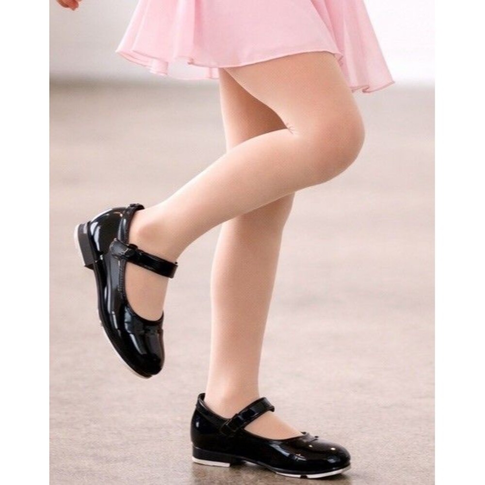 Danskin Girls Tap Shoes Black Patent Mary Jane Strap Size 2 New